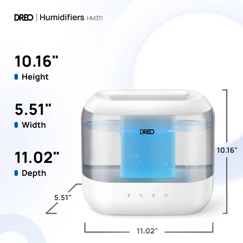 4L Humidifiers 36H Runtime, 28 dB Quiet Cool Mist Supersized Large Room, Indoor, Night Light, Easy to Clean & Fill - Gray