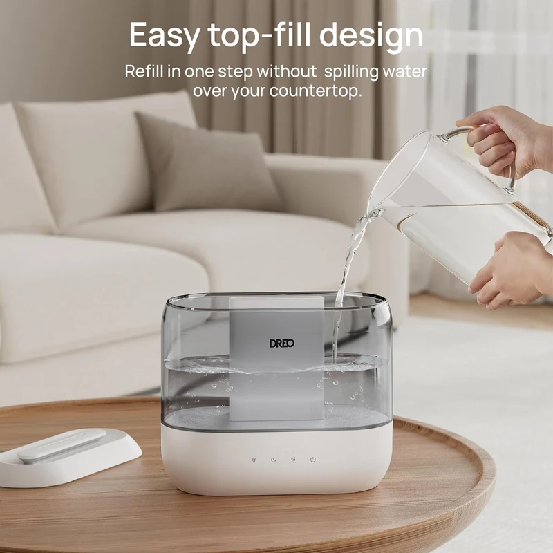 4L Humidifiers 36H Runtime, 28 dB Quiet Cool Mist Supersized Large Room, Indoor, Night Light, Easy to Clean & Fill - Gray