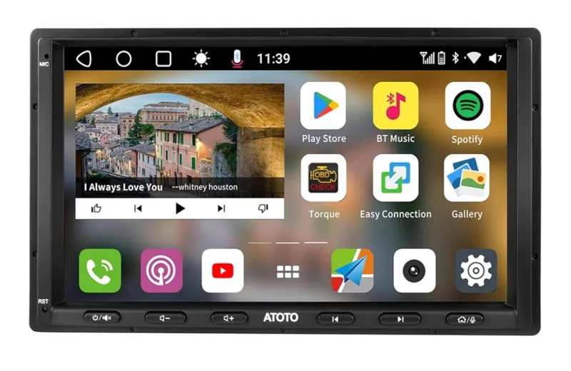 7" Android Double Din Car Stereo Receivers, Wireless CarPlay & Android Auto, Built-in 4G, WiFi/BT/USB, Dual Bluetooth