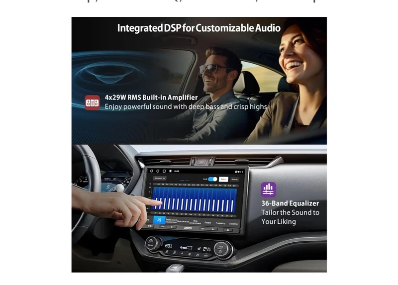 10.1" QLED Single Din & Double Din Adaptive Android Car Stereo, 4G+32G, Wireless CarPlay & Android Auto, 4 Internet Options, Dual Bluetooth, 36-Band EQ, HDMI Input