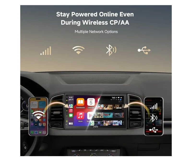 7" QLED Double DIN Car Stereo, 8 Core 4GB+32GB, Wireless CarPlay & Android Auto, 4G LTE/Wi-Fi, Dual BT, GPS Tracking, AI Chat, DSP, HD LRV, Backup Camera