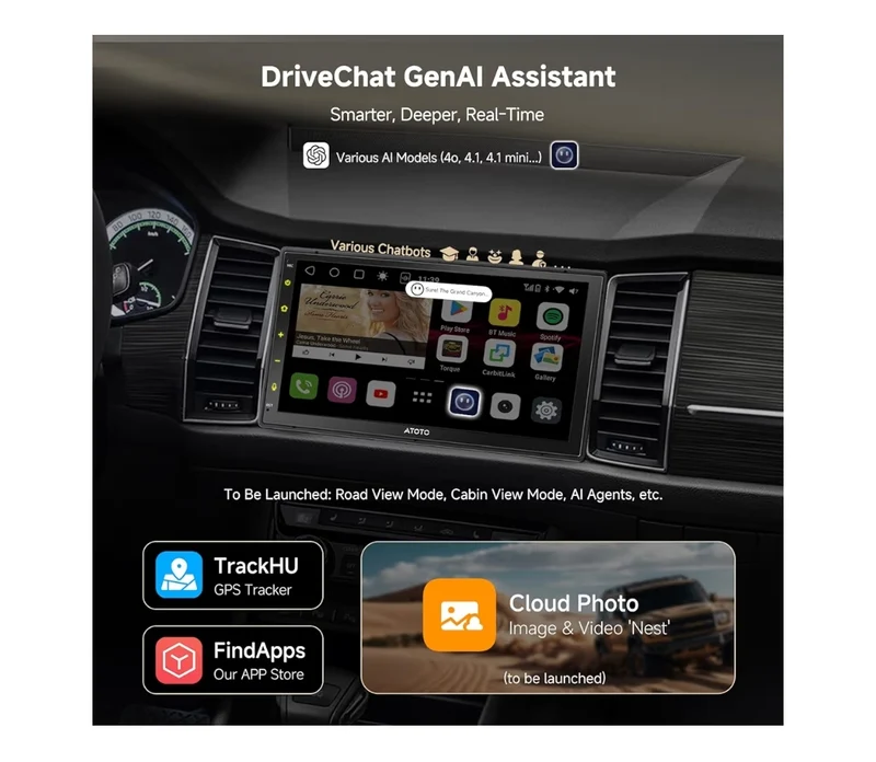 7" QLED Double DIN Car Stereo, 8 Core 4GB+32GB, Wireless CarPlay & Android Auto, 4G LTE/Wi-Fi, Dual BT, GPS Tracking, AI Chat, DSP, HD LRV, Backup Camera