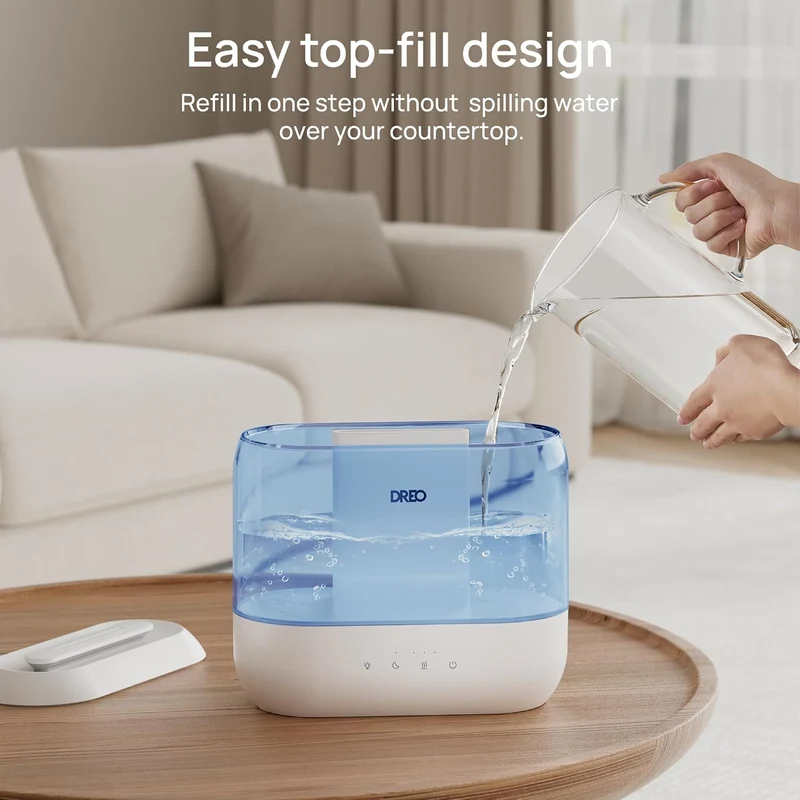 Humidifiers Top Fill 4L Supersized Cool Mist w/ Oil Diffuser and Nightlight, 36H Runtime, Quiet Ultrasonic - White