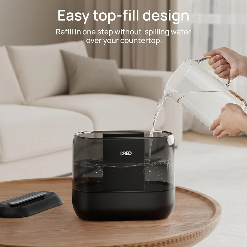 Humidifiers for Bedroom, 36H Runtime, 28 dB Quiet Cool Mist Supersized Air for Large Room, Night Light - Black