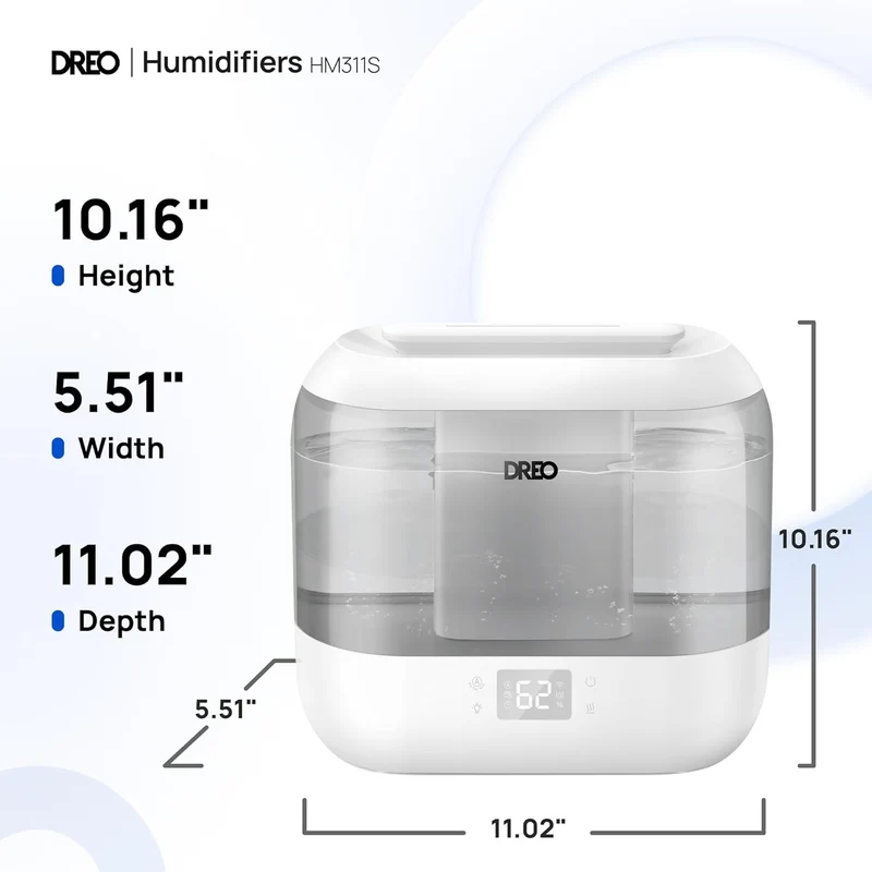 Smart Humidifiers , Top Fill 4L Cool Mist Humidifier w/ Nightlight, 36H Runtime, Touch/APP/Voice Control, Quiet Ultrasonic Humidifiers for Large Room - Gray