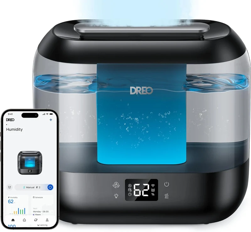 Smart Humidifiers Top Fill 4L Supersized 36H Runtime, Touch/APP/Voice Control, Nightlight, Cool Mist Humidifiers Indoor - Black