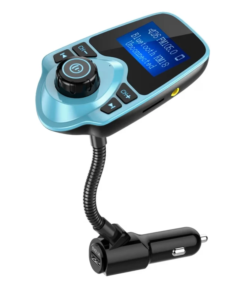 Bluetooth Car FM Transmitter Audio Adapter Receiver Wireless Hands-Free Car Kit W 1.44 Inch Display (F-Green)