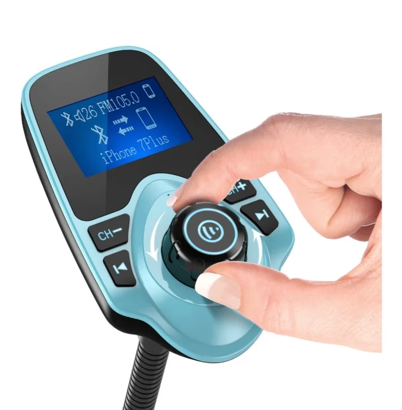 Bluetooth Car FM Transmitter Audio Adapter Receiver Wireless Hands-Free Car Kit W 1.44 Inch Display (F-Green)