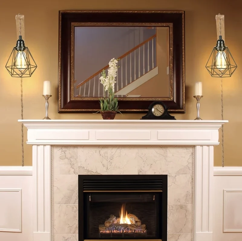 Hanging Lamps That Plug into Wall Outlet with Plug in Cord Rustic Wall Mount Lamp with Wood Shelf Bracket & Switch
