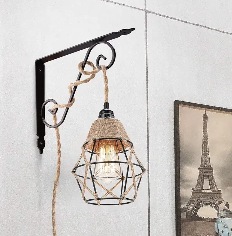 Industrial 15ft Pendant Light Cord - Hanging Light Kit w/ Switch Plug-in Pendant Light Cord Rope Pendant Lights Socket