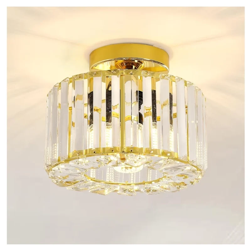 Semi Flush Mount Ceiling Light Crystal Chandelier Gold Bedroom Chandelier, Hallway Light Fixtures