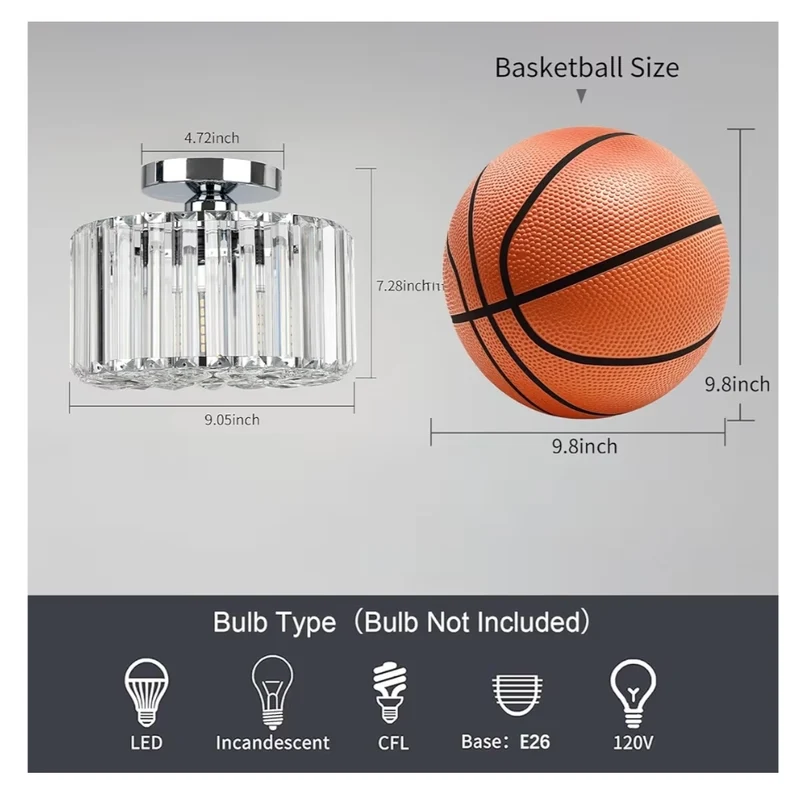 Modern Semi Flush Mount Ceiling Light Fixture Mini Chandelier Crystal, Light Fixtures Mount