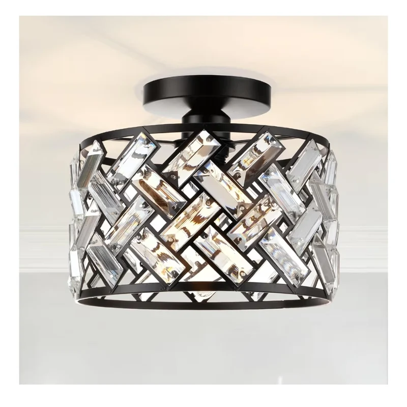 Light Fixtures Ceiling Mount - Black Hallway Light Fixtures Crystal Semi Flush Mount Lighting