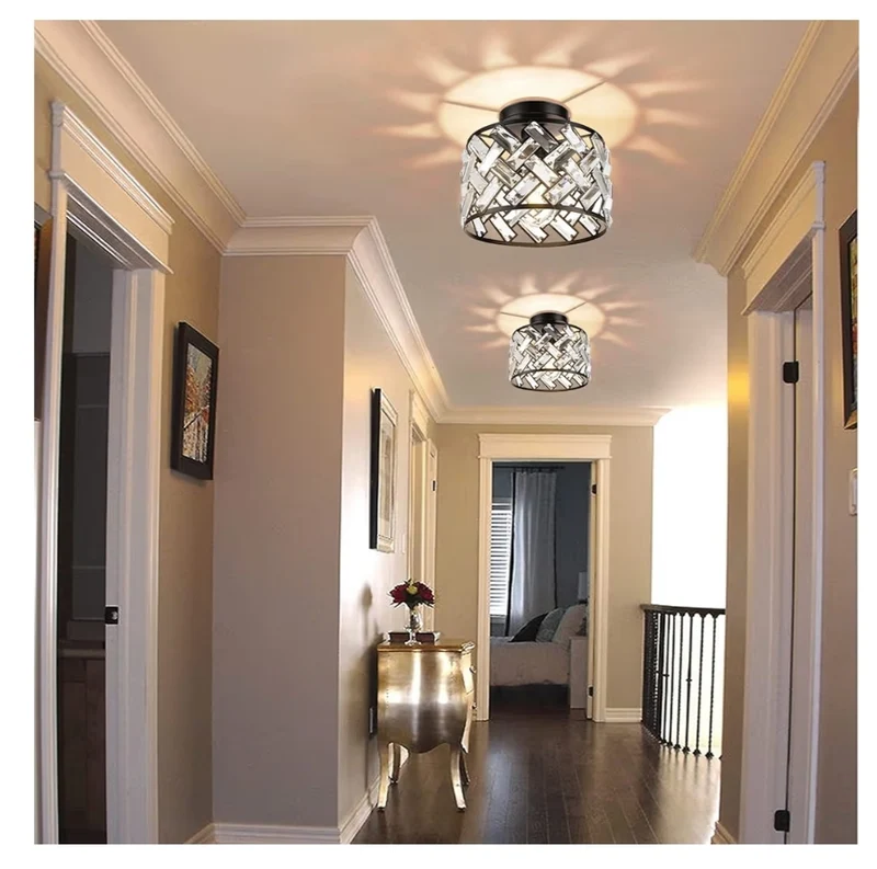 Light Fixtures Ceiling Mount - Black Hallway Light Fixtures Crystal Semi Flush Mount Lighting