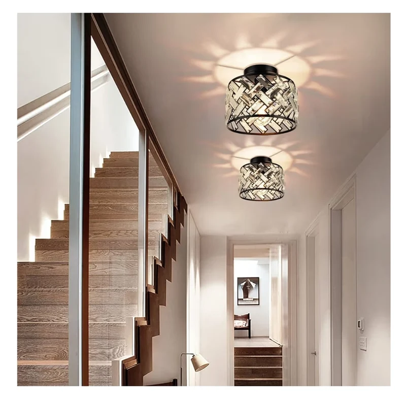 Light Fixtures Ceiling Mount - Black Hallway Light Fixtures Crystal Semi Flush Mount Lighting