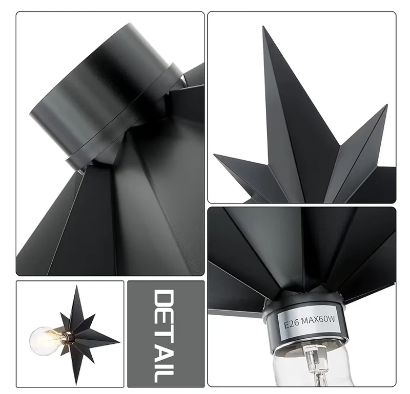 STAR LIGHT Combining attractive vintage w/ modern industrial charm, flush mount ceiling light - UNIQUE STAR (2PK)