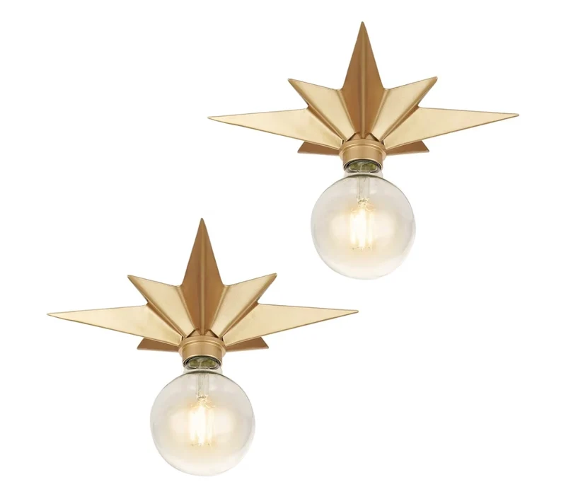 Flush Mount Ceiling Light - Star Lights Fixture Hallway Lighting Brass Flush Mount 2PK - (Bulb not included)
