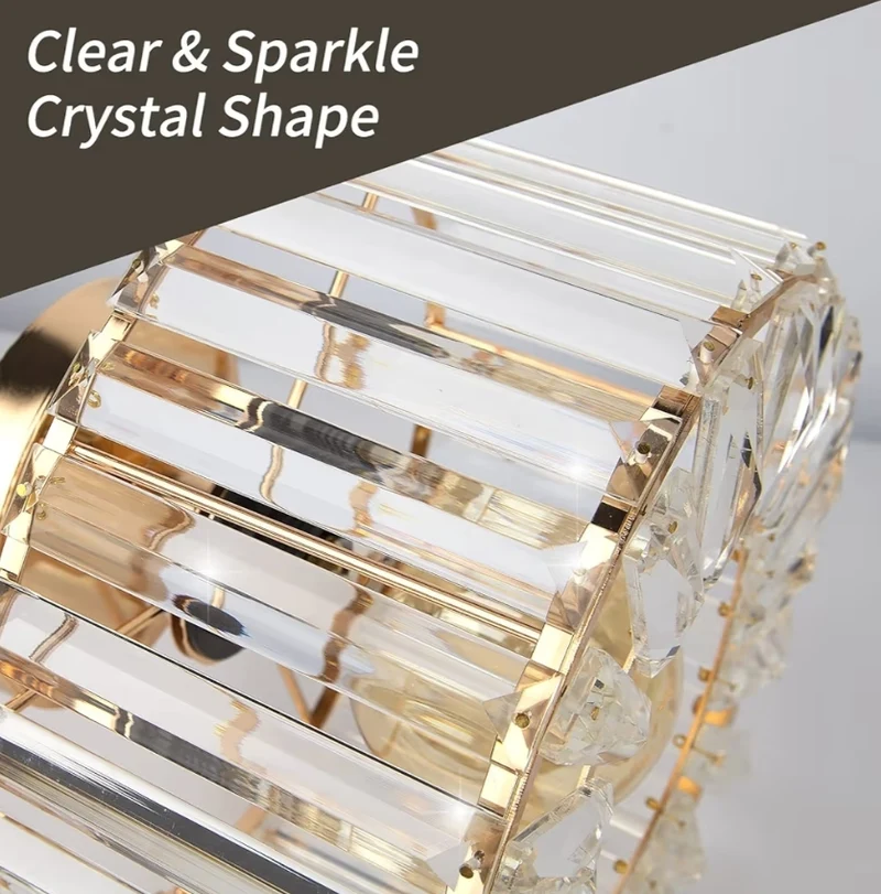 Semi Flush Mount Ceiling Light Crystal Chandelier Modern Gold Light Fixture - New