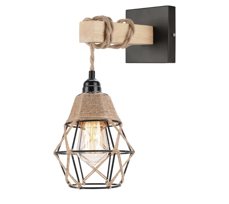 Black Farmhouse - Rustic Wall Sconces Lights for Bedroom, Vintage Hallway Wall Mount Light Fixture Indoor