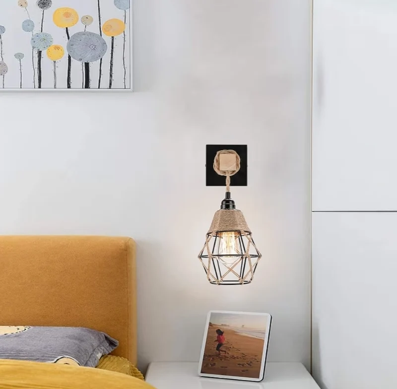 Black Farmhouse - Rustic Wall Sconces Lights for Bedroom, Vintage Hallway Wall Mount Light Fixture Indoor