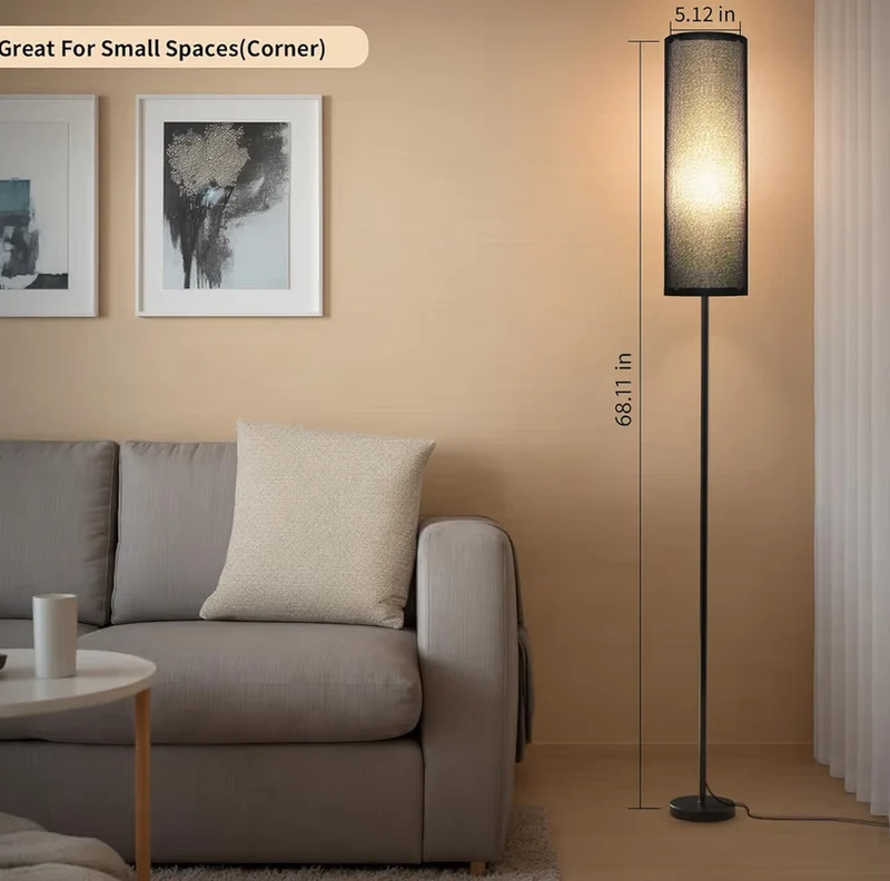 Black- Floor Lamps 9W RGB LED Bulb Modern Floor Lamps, Dimmable Colors Temperature & Brightness Tall Standing Lamps, Foot Switch