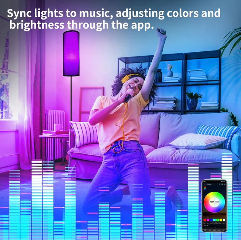 Black- Floor Lamps 9W RGB LED Bulb Modern Floor Lamps, Dimmable Colors Temperature & Brightness Tall Standing Lamps, Foot Switch