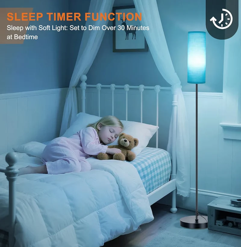 Tall Standing Lamps, Modern RGB Smart Bulb, Dimmable, 800 LM - Foot Switch