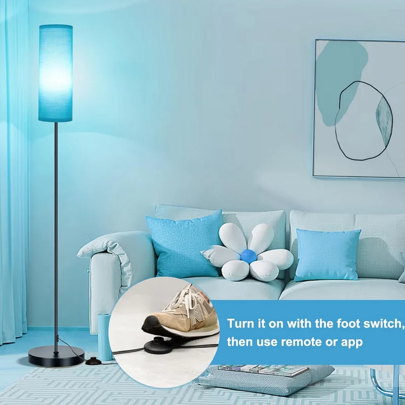 Tall Standing Lamps, Modern RGB Smart Bulb, Dimmable, 800 LM - Foot Switch