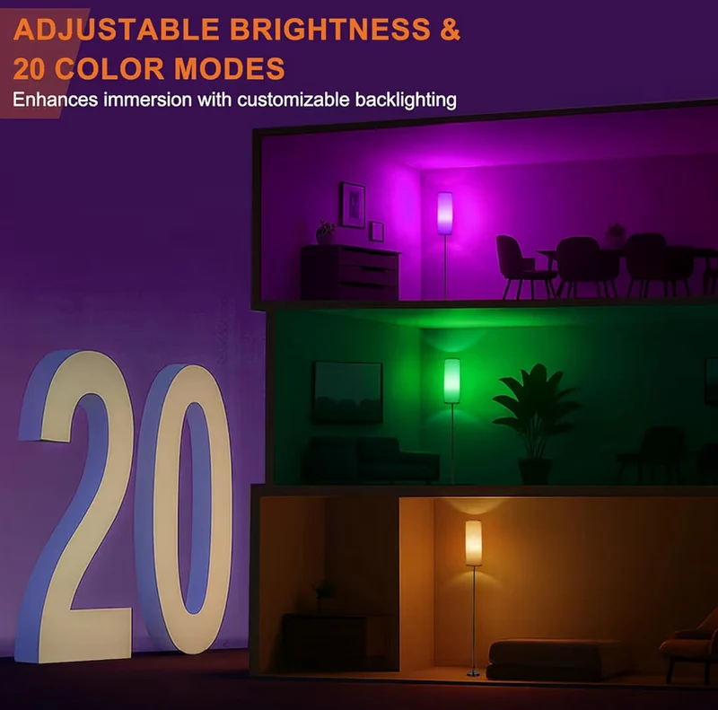 Floor Lamps Dimmable 3 Colors Temperature, Modern Lamp with Remote, Tall LED Foot Switch - (Beige Shade) 9W Smart Bulb