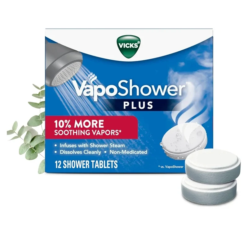 Vicks, VapoShower Plus, Shower Steamers, Eucalyptus Shower Steamer & Menthol Scent, Aromatherapy Shower Steamer & Shower Bombs (12CT)