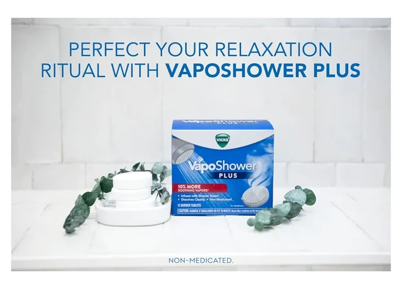 Vicks, VapoShower Plus, Shower Steamers, Eucalyptus Shower Steamer & Menthol Scent, Aromatherapy Shower Steamer & Shower Bombs (12CT)