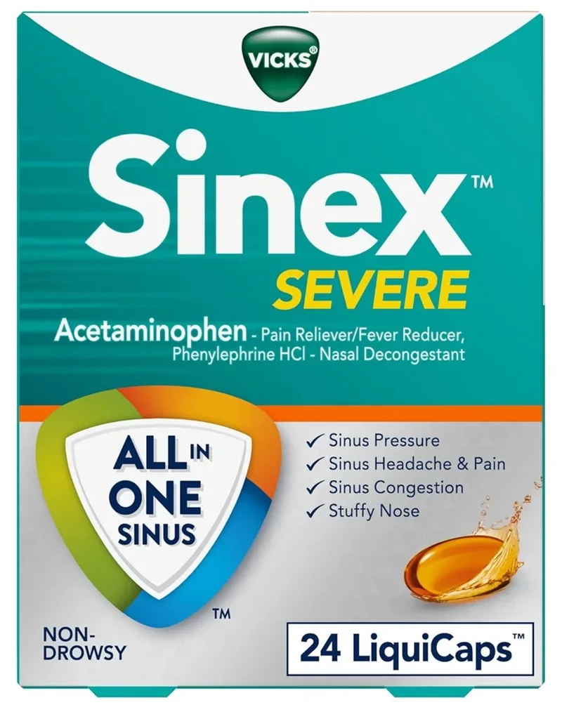 Vicks Sinex SEVERE LiquiCaps, All-In-One Sinus Relief, Non-Drowsy, Nasal Decongestant