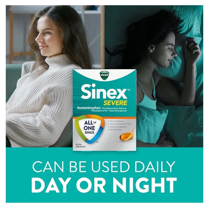 Vicks Sinex SEVERE LiquiCaps, All-In-One Sinus Relief, Non-Drowsy, Nasal Decongestant