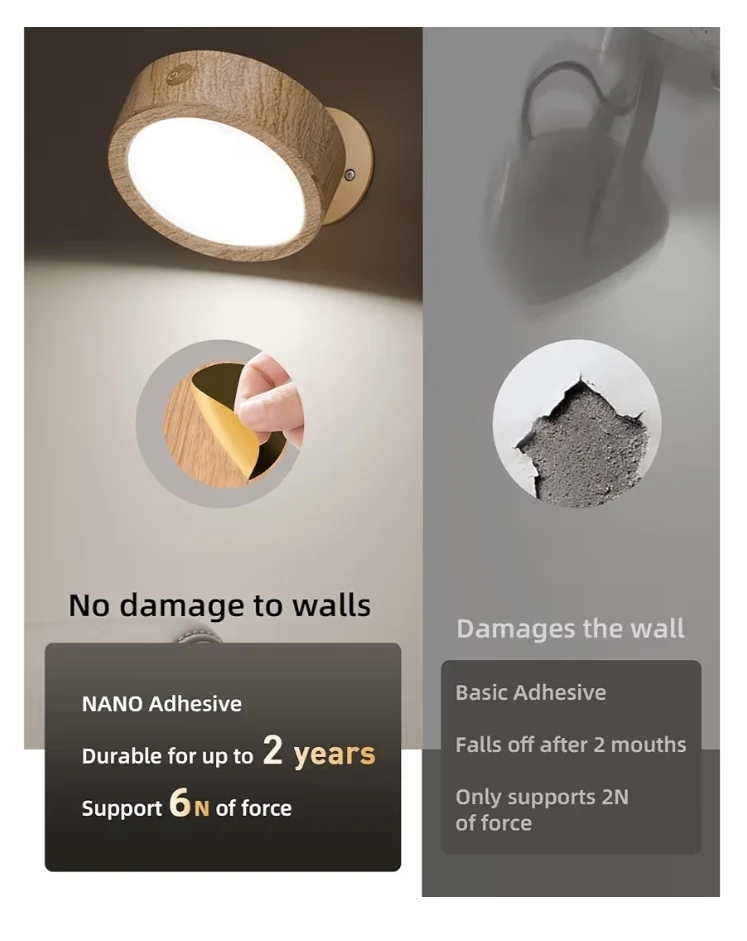 LED Wall Mounted Lights Wall Sconces Lamp 3 Color Temps Burlywood Rechargeable, Remote and Touch Control 5500mAh (3 PK)