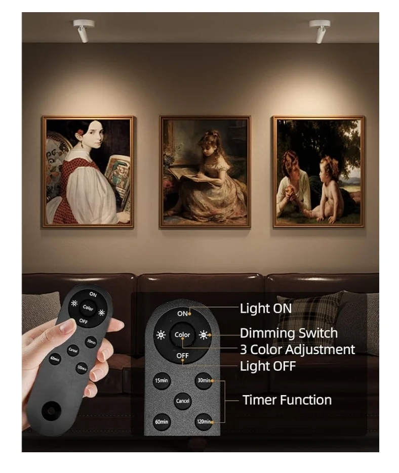 Spot Lights Indoor,5500mAh Rechargeable Lights w/ Remote,Wireless Mini Art Accent Spot Lights w/ Timer＆Dimmable (2Pk - White)