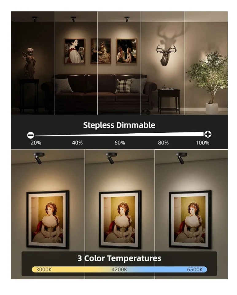 Spotlights Indoor w/ Remote, 5500mAh Rechargeable Lights, Wireless LED Uplighting w/ Timer＆Dimmable (2Pk - Black)