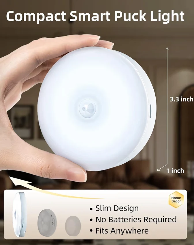 6-Pack Under Lighting, Rechargeable Motion Sensor Puck Lights w/ Remote, 3 Color Temps &12 RGB Colors, Magnetic Stick, Dimmable