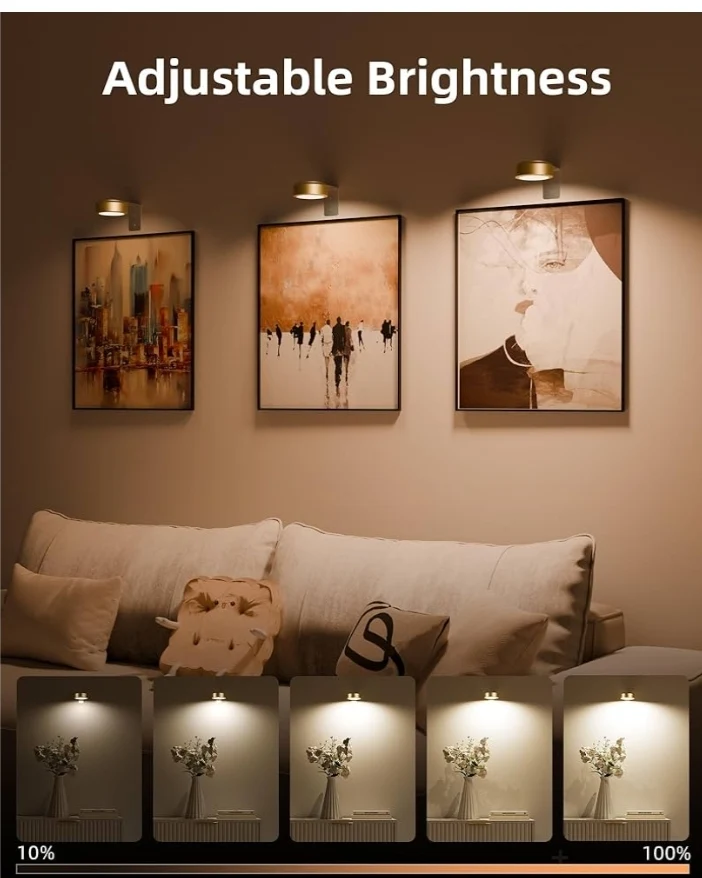Picture Lights for Wall, 2000mAh Rechargeable Battery Magnetic Poster Lights with 3 Color Temps & 12 RGB, Remote Dimmable Timer (3 PK)