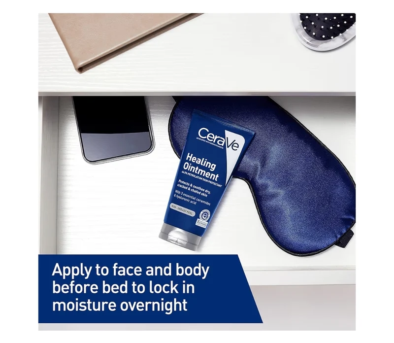 CeraVe Healing Ointment, Hydrating Skin Protectant w/ Petrolatum, Hyaluronic Acid & Ceramides Fragrance Free & Lanolin Free (3 Oz)