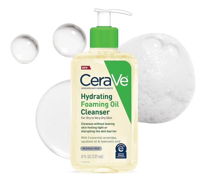 CeraVe Hydrating Foaming Oil Cleanser, Moisturizing Cleanser for Face & Body, Squalane Oil + Hyaluronic Acid + Ceramides (8 FL oz)
