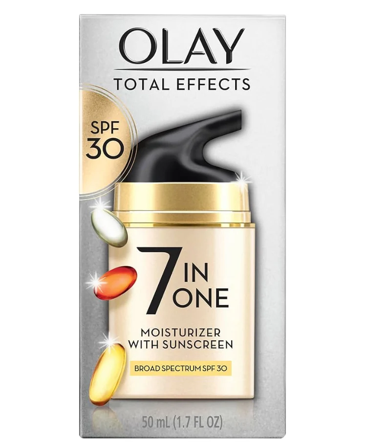Olay Facial Moisturizing Lotion SPF 30 Total Effects for Dry Skin, 7 Benefits including Minimize Pores, Anti-Aging, 1.7 oz