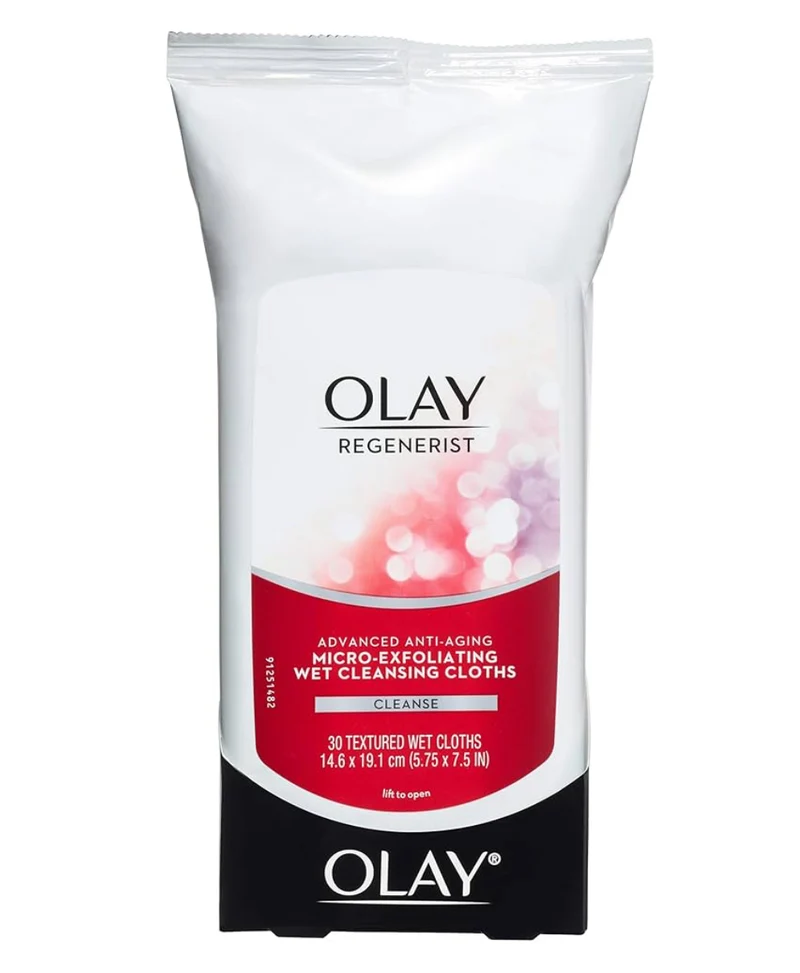 Olay Makeup Remover Wipes, Regenerist Micro-Exfoliating Wet Cleansing Cloths Exfoliates, Refreshes, Smooths Texture -30 ct (3 Pack)