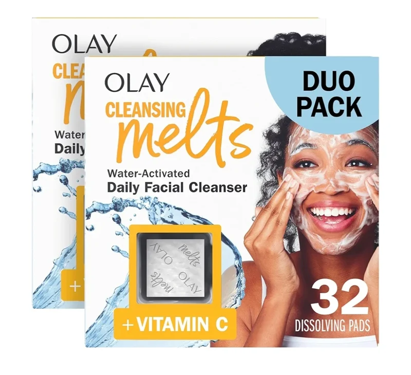 Olay Face Wash, Vitamin C Cleansing Melts, Daily Use Gentle Cleanser - Soft Citrus Scent 64ct (2 Pack)