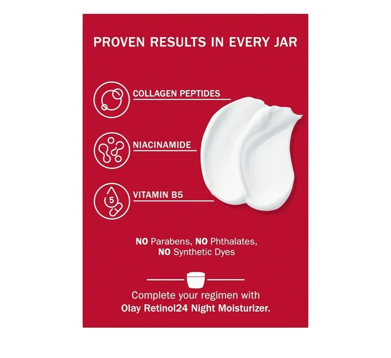 Olay Collagen Peptide Face Moisturizer, Firming Cream Hydrating Plumping Skin Care - Niacinamide (1.7 Oz)