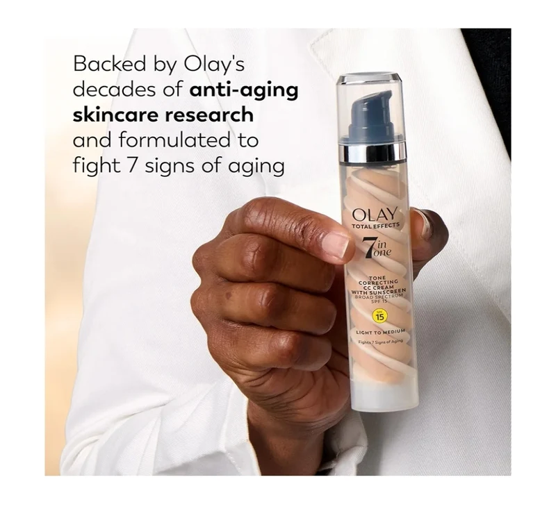 Olay Total Effects Tone Correcting Face Moisturizer with Sunscreen SPF 15, Light to Medium (1.7 Oz)