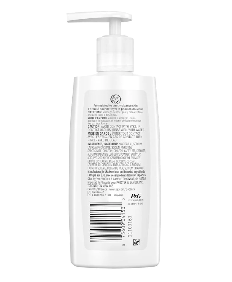 Olay Face Cleanser, Gentle Foaming Face Wash for Sensitive Skin - Fragrance-Free Glycerin-Based Formula (6.7 Oz-3 Pack)