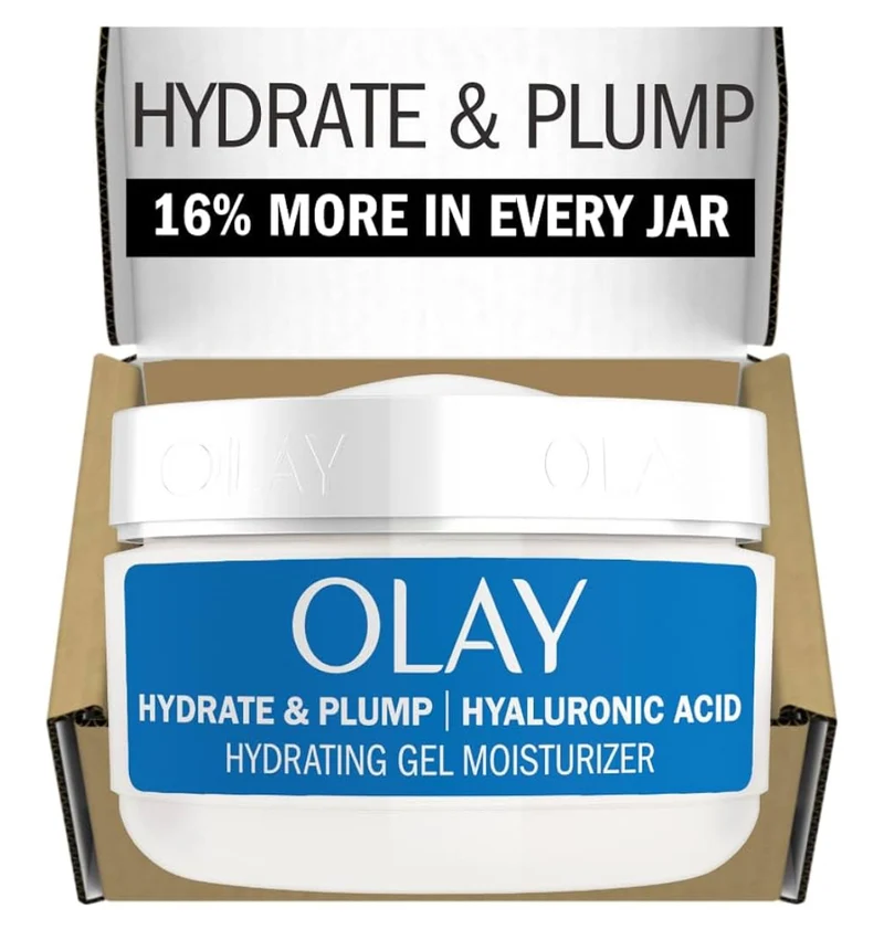 Olay Hylauronic Acid Face Mousturizer, Plump & Hydrating Gel for Dry Skin Retain & Replenish Moisture, with Niacinamide (2 Oz)