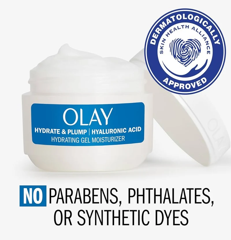 Olay Hylauronic Acid Face Mousturizer, Plump & Hydrating Gel for Dry Skin Retain & Replenish Moisture, with Niacinamide (2 Oz)