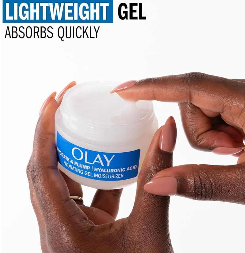 Olay Hylauronic Acid Face Mousturizer, Plump & Hydrating Gel for Dry Skin Retain & Replenish Moisture, with Niacinamide (2 Oz)