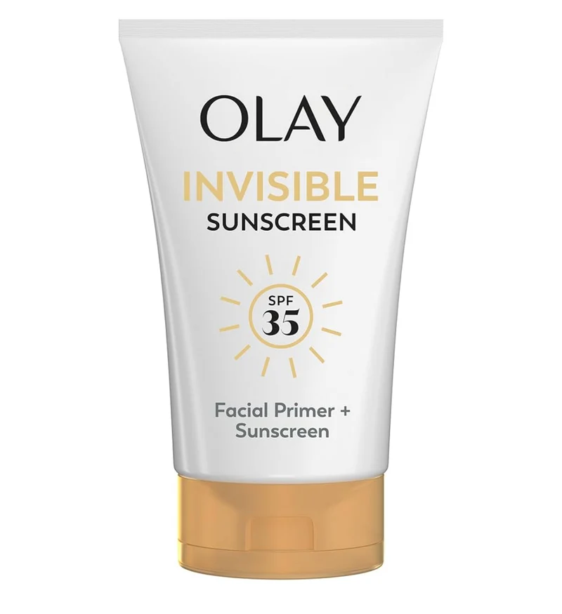 Olay Invisible Sunscreen, SPF 35, 100% Invisible Facial Sunscreen and Makeup Primer - Fragrance-Free w/ Vitamin C & E, Aloe Vera (1.7 Oz)